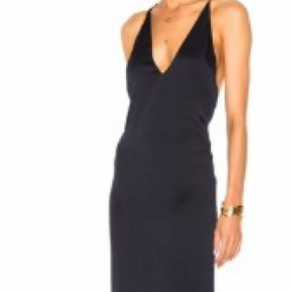 NWT Dion Lee Fine Line Satin Cami Slip Dress, Navy